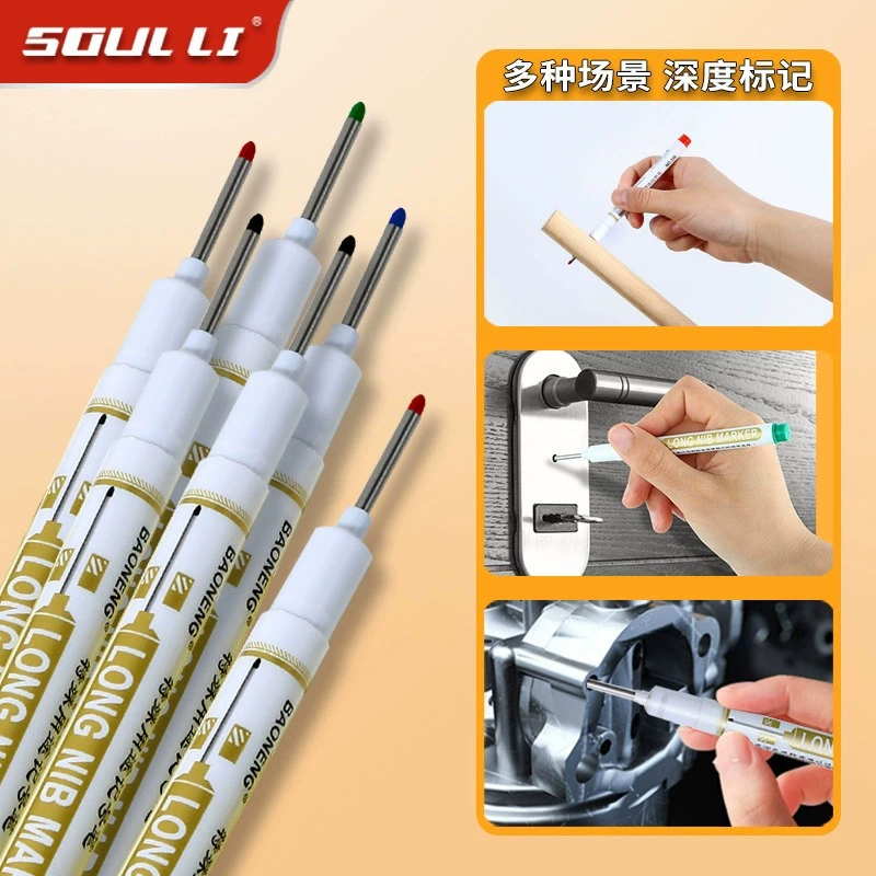 · Маркер с длинной головкой на строительной площадке Деревообработка глубокое отверстие специального назначения водонепроницаемый не выцветающий пробойник длинный рот линия рисования масло