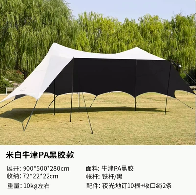 sun protection canopy awning, Avtomobil yan çətirləri - beige-medium-black-210d-oxford-cloth-twin-peaks-living-room-sky-curtain-1