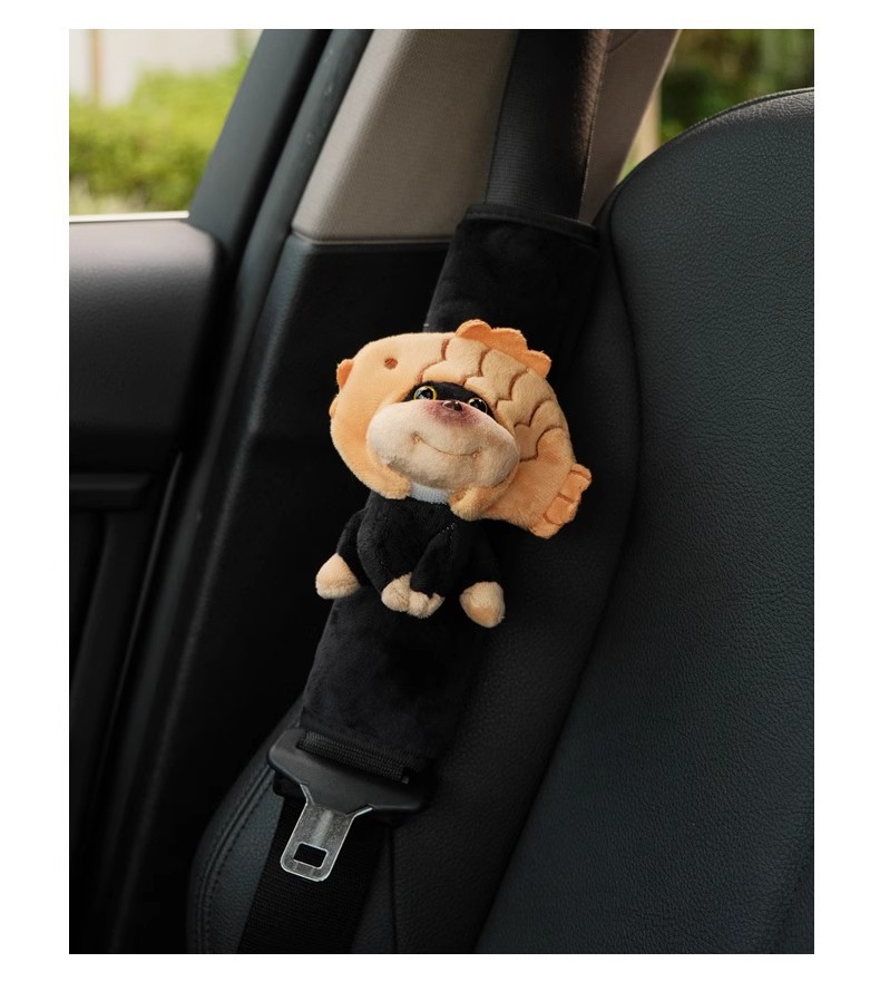 Bee Puppy Car Seat Belt Shoulder Holder Car Safety Belt Holder Car Interior Decoration Ornaments Anti-Sling Neck