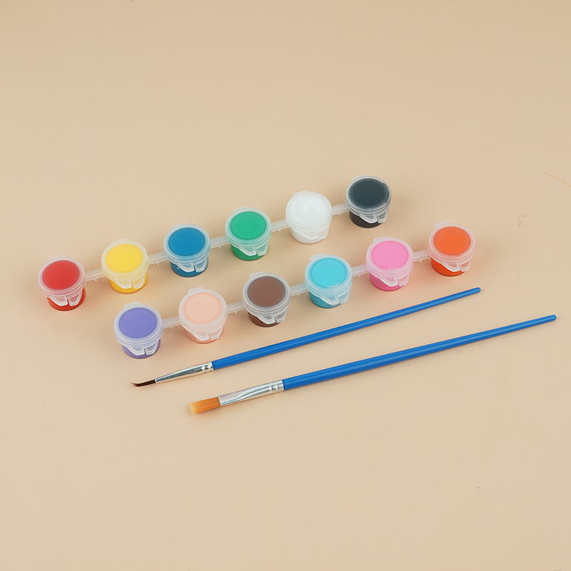 Pintura acrílica de los niños 12 colores traje 6 estudiantes siameses kindergarten arte pintura graffiti DIY yeso tira pigmento