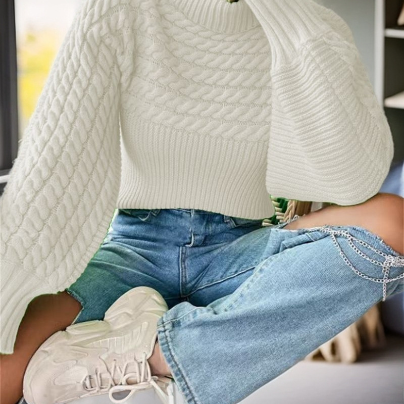 2025 Autumn and Winter New Fashion Casual Twist Lapel Elegant Versatile Dress Women's Knitted Rib High-End Sweater