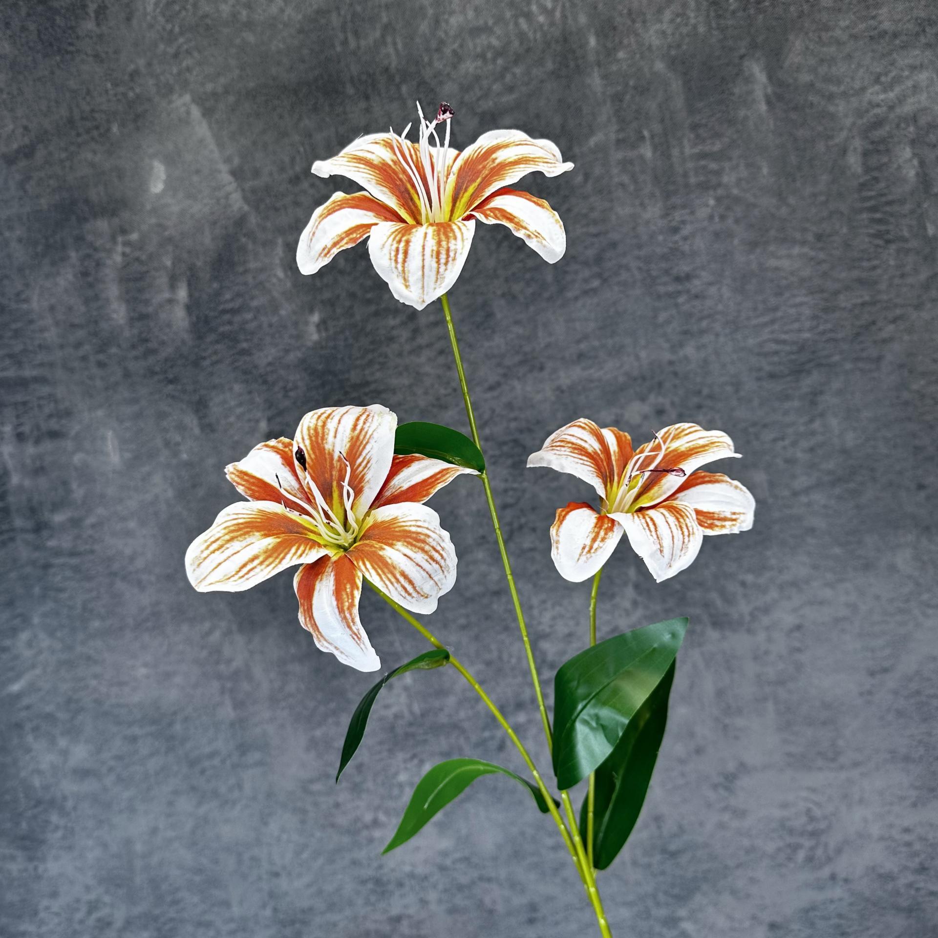 Simulación de 3 cabezas de lirio impresa en 3D lirio boda decoración del hogar decoración de flores falsas transfronterizas al por mayor