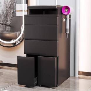New Barber Shop Tool Cabinet, Hair Salon Special with Hair Dryer Rack, Multi-Functional Storage Cabinet, Light Luxury Wooden Paint Cabinet
