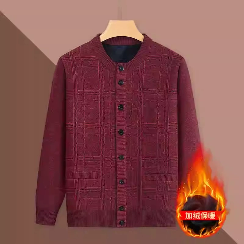 Demi-season down jacket, cardigan, warm shirt, keep warm sweater, for middle age
