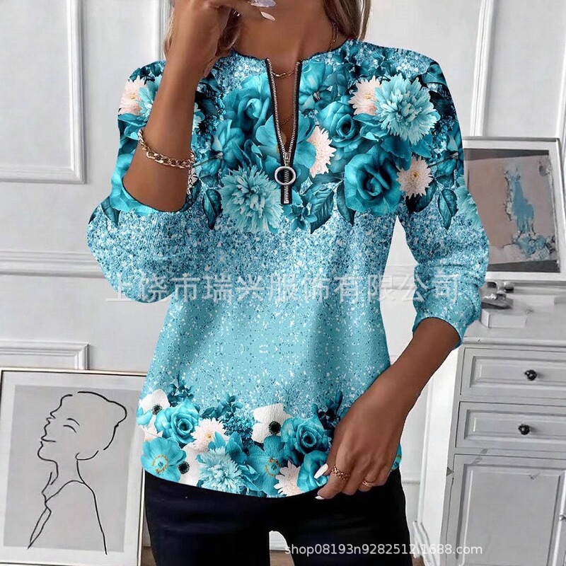 2025 Autumn New European and American Long-Sleeve Women's T-Shirt Halloween Christmas Print Sweatshirt Casual Pullover Top