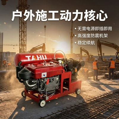 Tahu Outdoor Construction Diesel Air Compressor 16Bar Self-Controlled Mobile Air Pump with Stable Performance for Mining and Rock Drilling