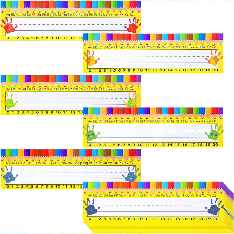 60 Pieces of Amazon School Classroom Desk Name Stickers for the Back-To-School Season, with Pencil Pattern Names for New Students