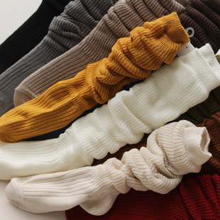 Wool heating yarn warm soft pile stockings mid-calf length socks autumn and winter thickened lazy feeling matching sharp tool retro
