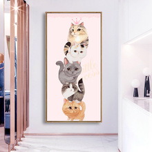 卡通猫咪萌宠公主皇冠装饰画卧室床头玄关壁画餐厅酒店样板房挂画