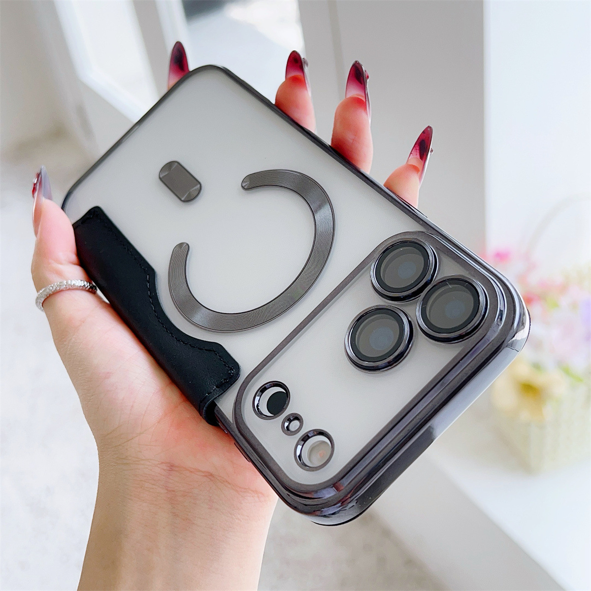 Funda de cuero abatible iPhone 16Pro adecuada para modelos explosivos 16E Apple 15 Estuche para teléfono móvil de succión magnética galvanoplastia 14 Amazon