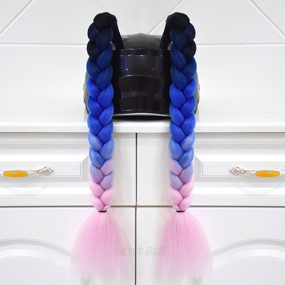 Motuoche – Auto Parts and Accessories Full Helmet Takeaway - black-royal-blue-and-pink-braids-pair