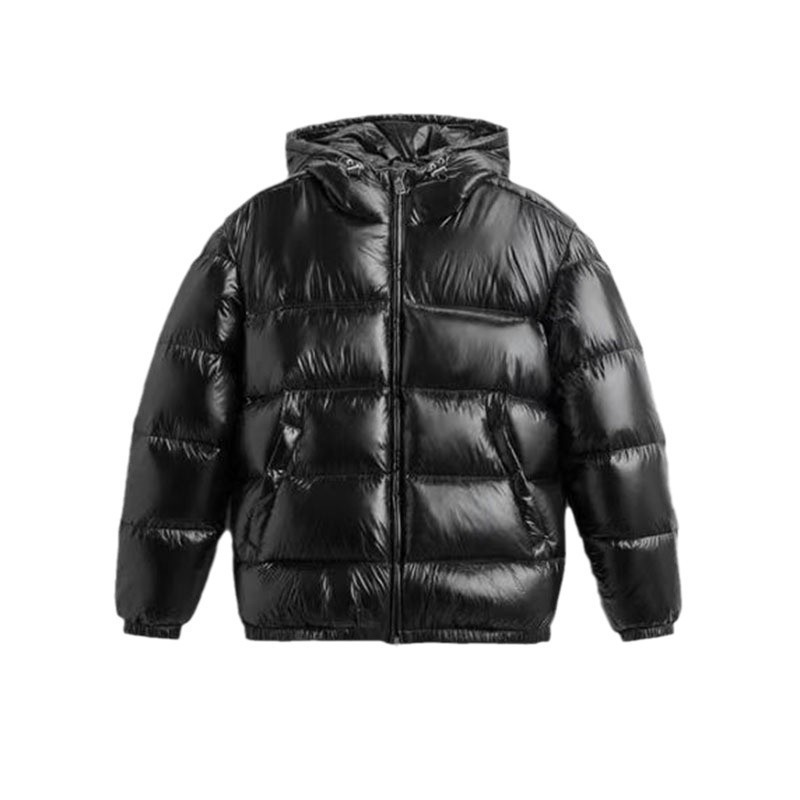 Men's Winter Puffer Jacket – Thickened Polyester Hooded Coat, Windproof & Lightweight Quilted Outerwear For Cold Weather (Black/Dark Green, XS-XXL)_voghion.com