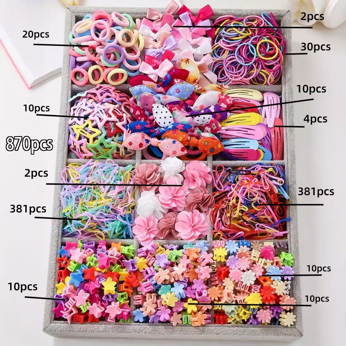 Clips para el cabello de niños, anillo para el cabello, clips para el cabello, caja de regalo, banda de correa de princesa, conjunto de peluquería, regalo diario para bebés