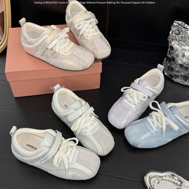Soft Leather Version~6Cm Hidden Height Increase Velcro German Training Shoes for Women, 2026 Early Spring New Versatile Casual Shoes