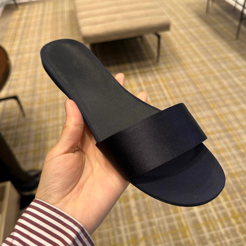 Sheepskin version ~ one-word slippers women summer wear simple genuine leather open-toe beach sandals French niche sandals