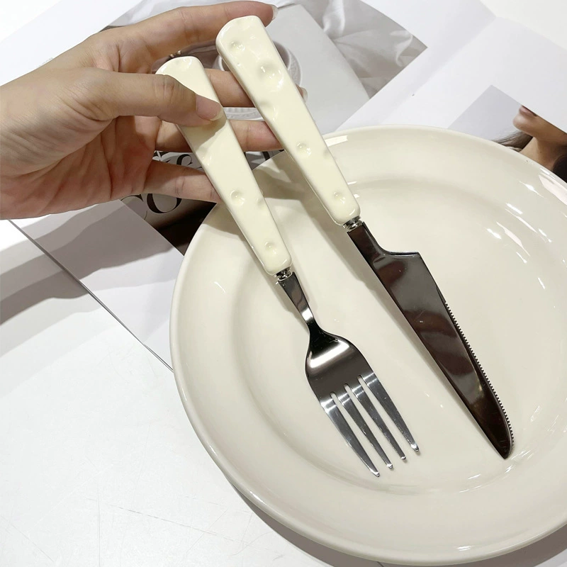 High quality ceramic handle, set, dessert spoon stainless steel, fork