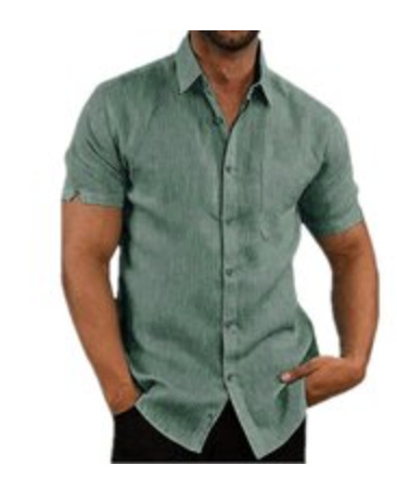 2024 8color summer lapel solid short sleeved button up shirt men's clothing_voghion.com