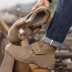冬季棉鞋男款鋼包頭防砸防刺穿舒適軟底安全鞋工地防護工作鞋批發