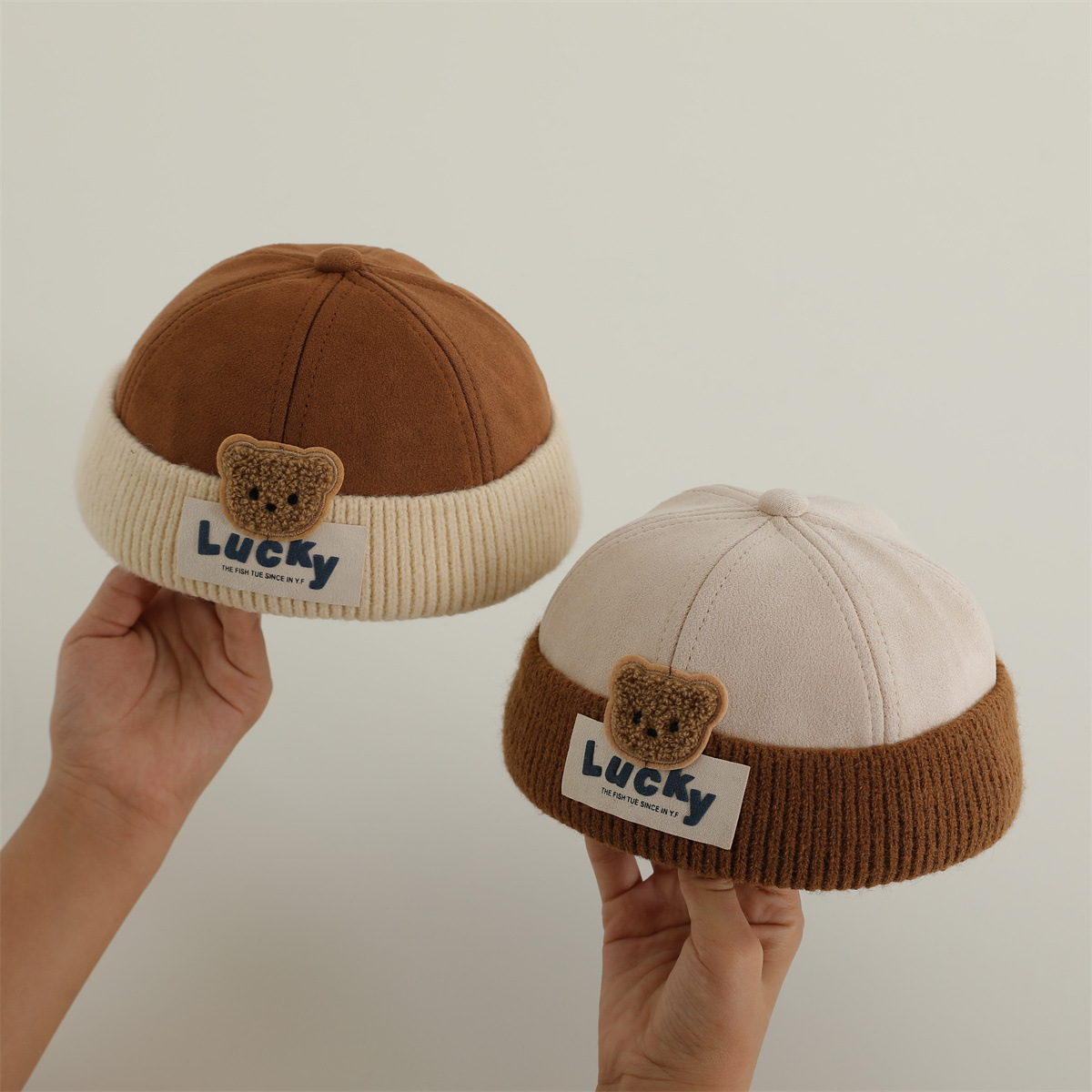 2024 sombrero para bebés primavera y otoño adorable sombrero de cuero de melón sombrero sin bordes sombrero para niños y niñas