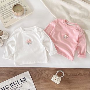 0-5 Years Old Spring & Fall New Korean Children's Clothing Infant Pure Color Simple T-Shirt Comfortable and Versatile Soft Bottoming Shirt