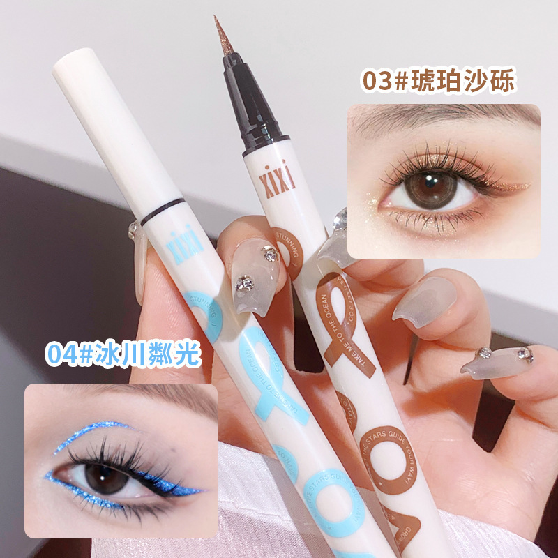 Xixi Punk Metal Broken Drill Eyeliner Pen for Beginners Long-lasting Waterproof Easy to Halo Eyelash Down to Silkworm Pen