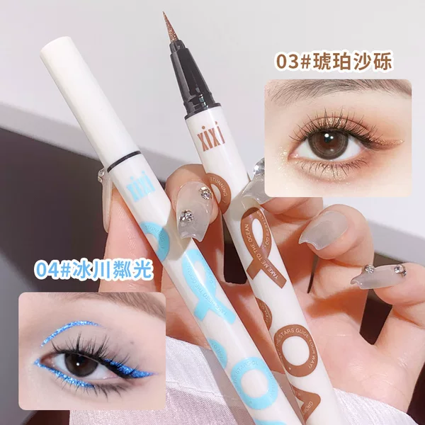 Xixi Punk Metal Broken Drill Eyeliner Pen for Beginners Long-lasting Waterproof Easy to Halo Eyelash Down to Silkworm Pen