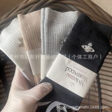 西太后土星镶钻拼色中筒袜子金属饰品女士时尚堆堆袜双针时尚潮袜