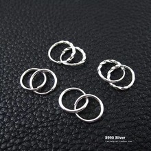 纯银银饰 足银990 迷你连扣耳环养耳洞耳骨圈 精品现货一件代发