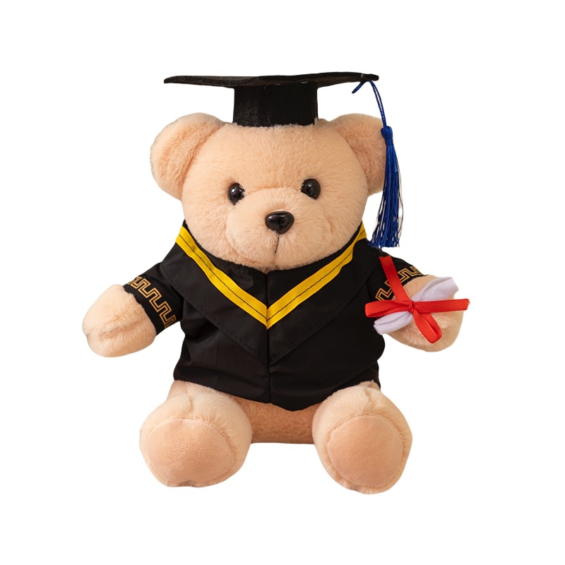 Doctor oso juguetes de peluche maestría uniformes de licenciatura muñecas osos regalos conmemorativos de graduación pueden agregar logotipo escolar