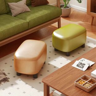 Living Room Ultra-Soft Simple Stool Low Stool Shoe-Changing Stool Creative Leather Jelly Bean Light Luxury Stool Home Xy Small Stool Sofa Stool