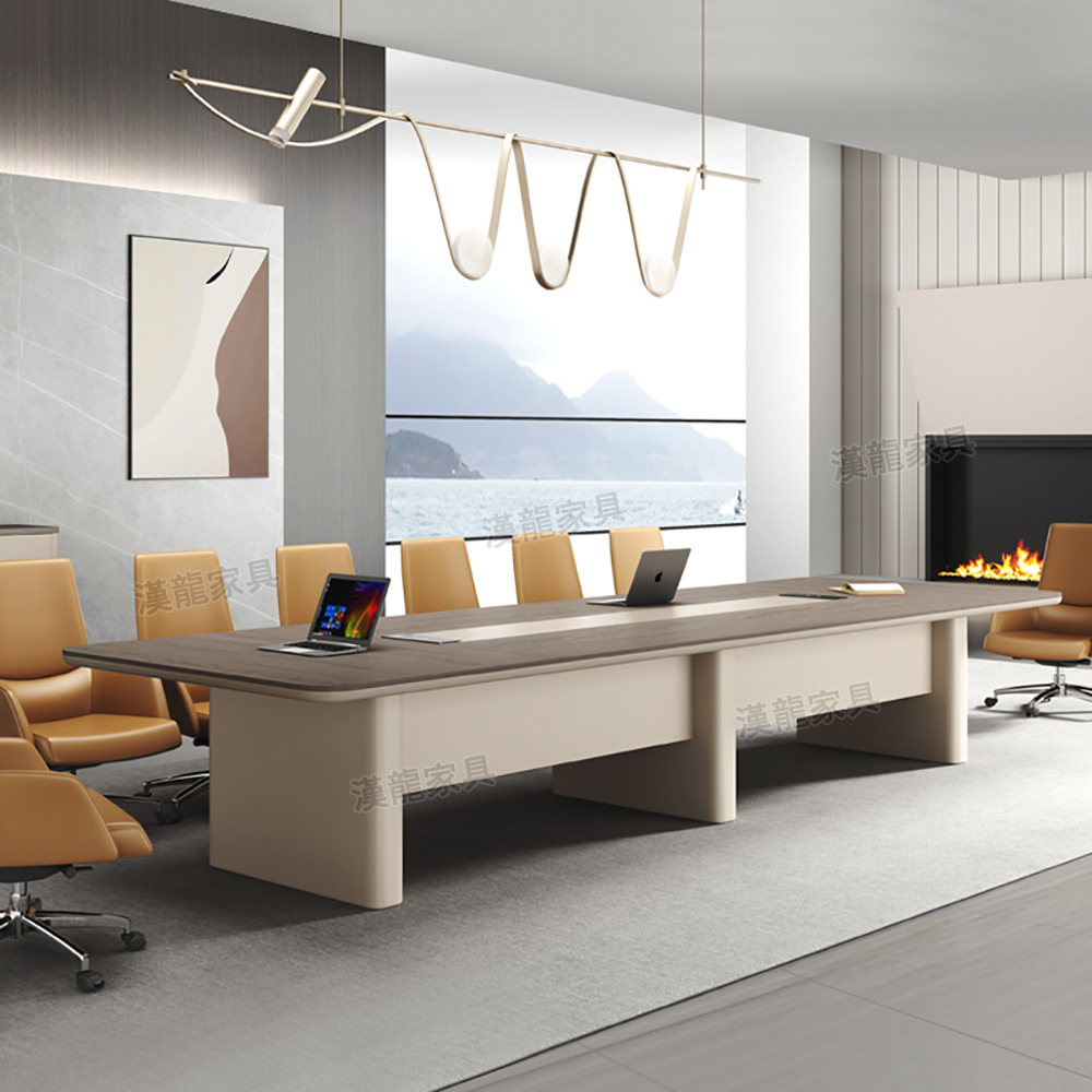 Office Conference Table Long Table Conference Room Reception Table Negotiation Table Simple Modern Light Luxury Office Furniture Strip Table Long Table