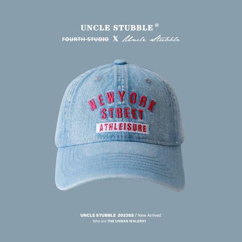 baby blue soft-top baseball cap women's sunshade hollow top hat fisherman's hat blue denim peaked cap beret men's