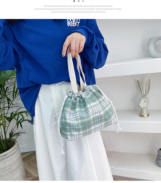 JK Japanese-style small bucket tote canvas bag, new simple and versatile, artistic single-shoulder hand-carry lunch box bag for women undefined