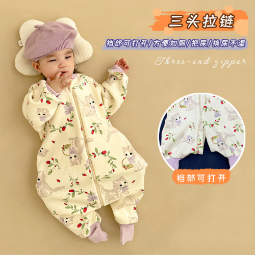 AEgtesol Baby Thickened Oolong Plush Boneless Sleep sack Children Plush Winter Fall One-piece Baby Leg Split Anti-kick Blanket