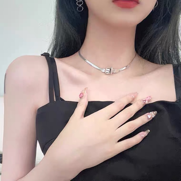14g Weight PVD Coated Gold Plating Process 18K Real Gold Plated Plating Material Hip-hop Solid Color Titanium Steel Polishing Women's Necklace