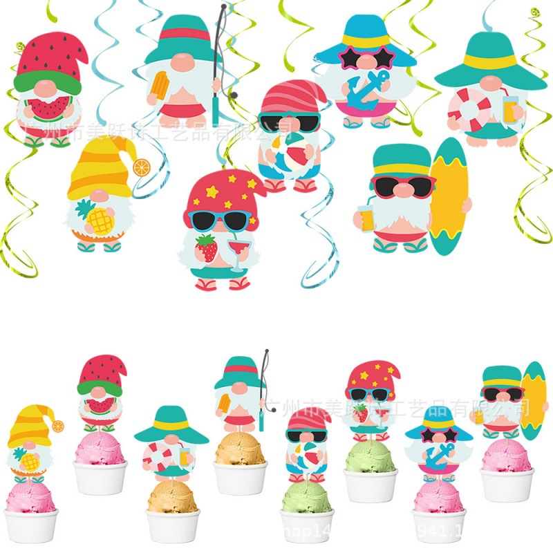 Fabricantes directamente para la decoración de la fiesta de verano tarjetas de tarjetas colgantes en espiral tarjetas de decoración de verano enano tarjetas colgantes