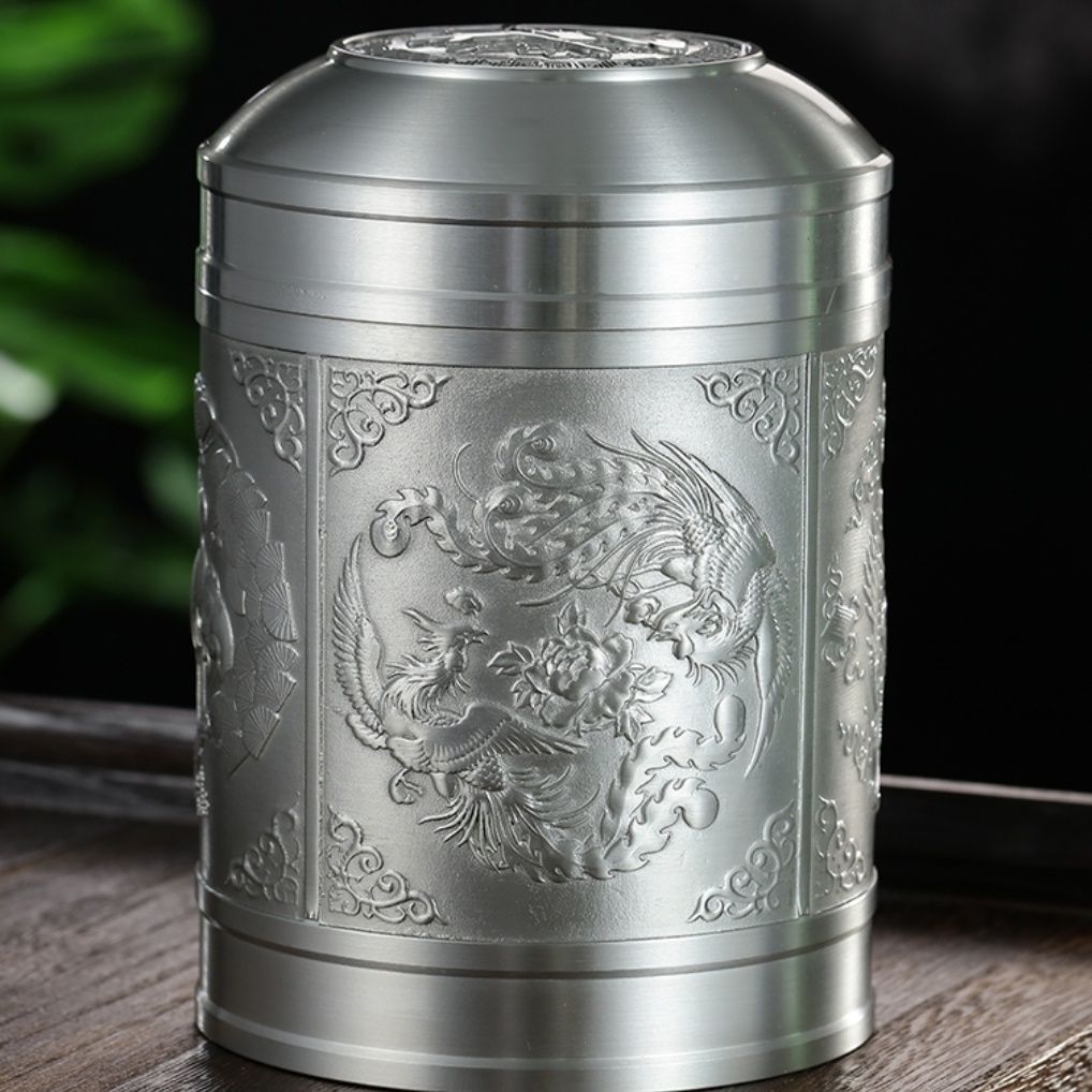 大号锡合金制茶叶罐茶罐茶叶锡罐金属密封罐红绿