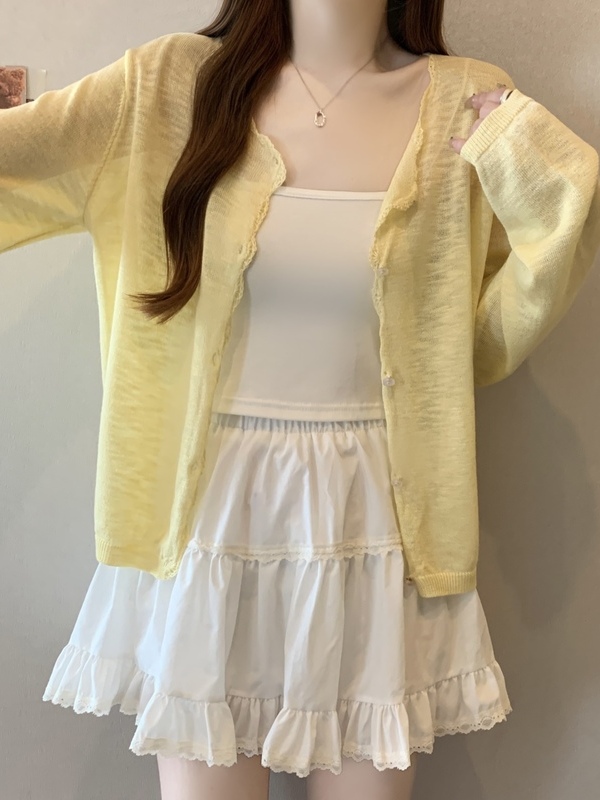 冰丝防晒针织开衫女夏季薄款罩衫外套慵懒风外搭长袖披肩上衣大码|undefined