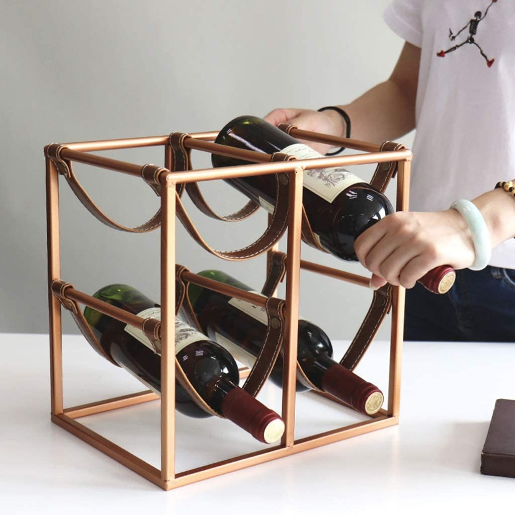 Hogar cocina drinkware hierro creativo estante del vino tira de cuero estante del vino del hogar estante de exhibición con la tira fabricante
