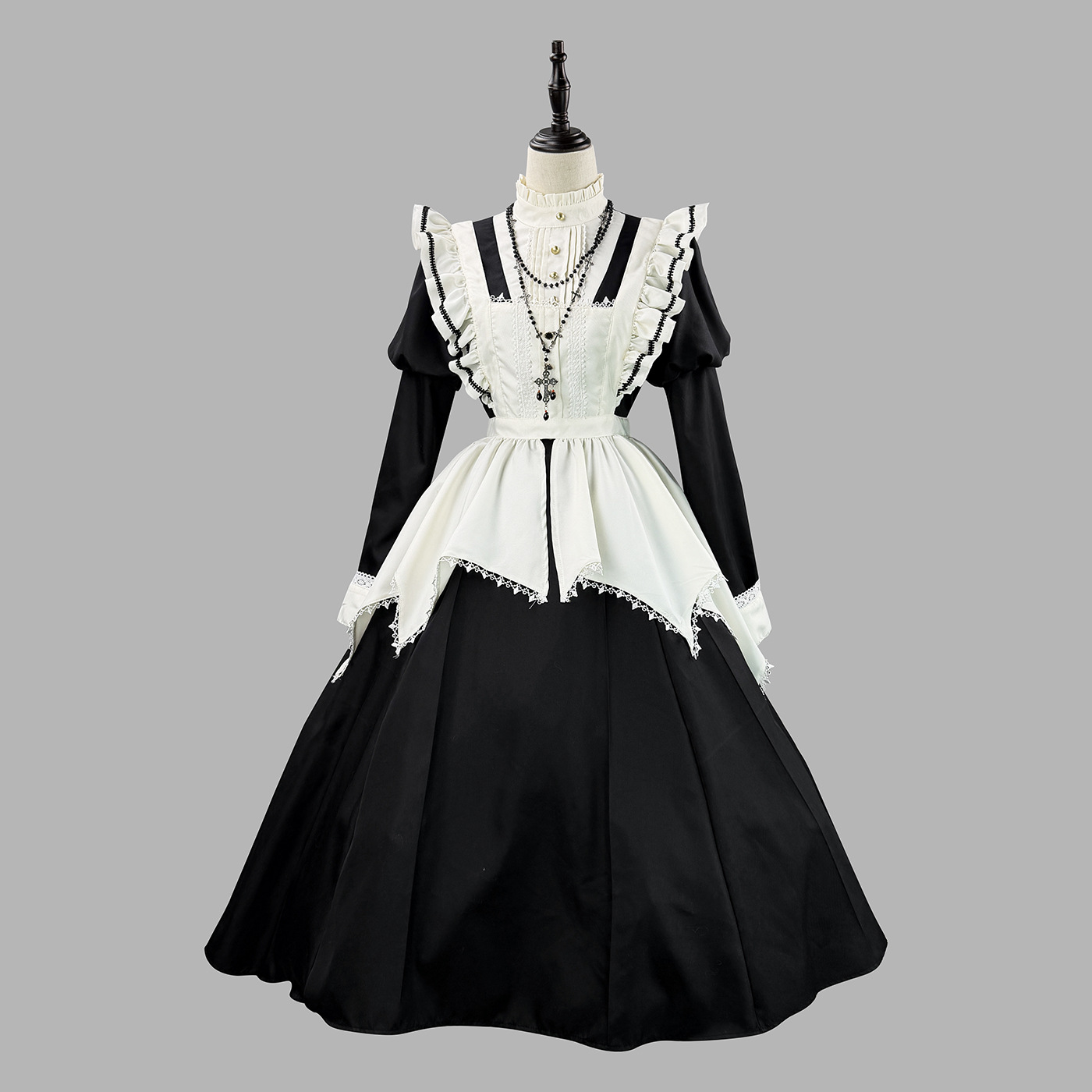 Spring New Style Dark Gothic High-End Puff-Sleeve Lolita Dress Japanese Maid Outfit Cosplay