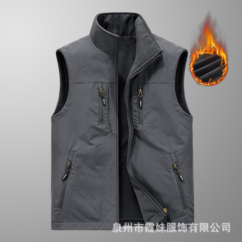Double-sided Vest Men's Autumn and Winter New Outdoor Loose Large Size Sleeveless Waistcoat for Youth 1806A Double-sided Vest Men's Autumn and Winter New Outdoor Loose Large Size Sleeveless Waistcoat for Youth 1806A