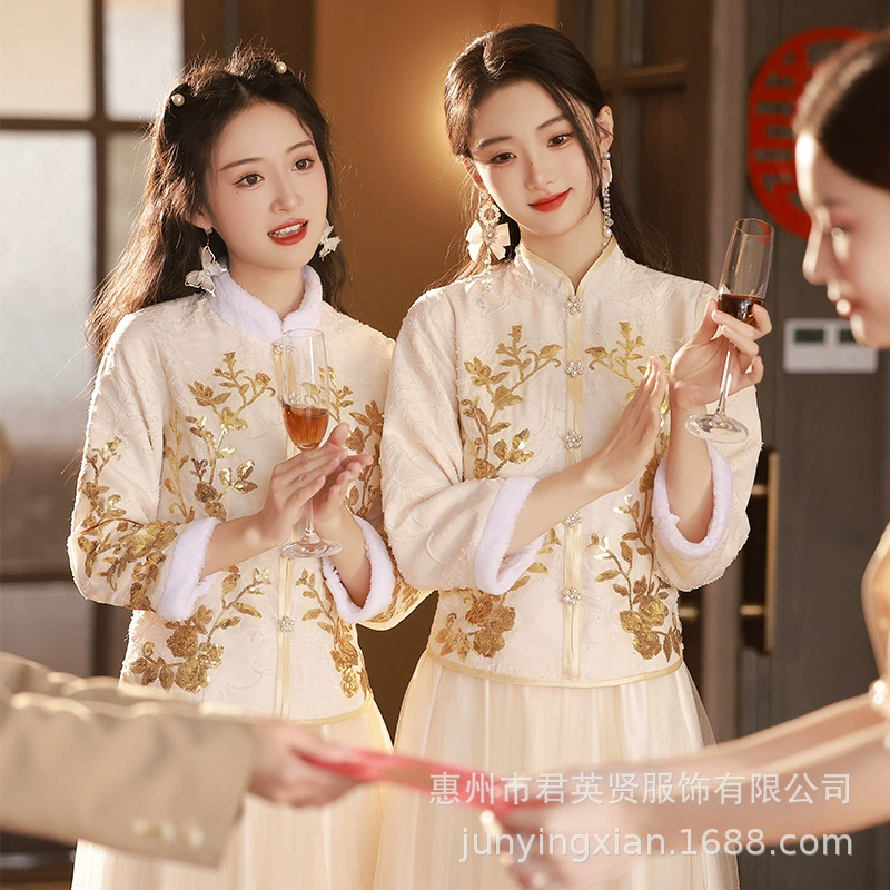 Платье для подружек невесты в китайском стиле 2025 года новое платье для сестер