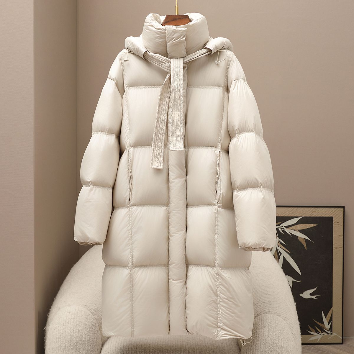 少量服饰2025冬季新品过膝长款90鸭绒羽绒服260克泡芙保暖外套女