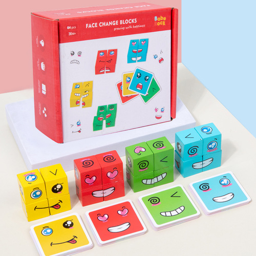 Face-Changing Magic Cube Children's Educational Toy Brain Training Parent-Child Interactive Desk Game Smiling Expression Blocks