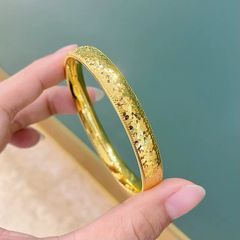 7N金店同款沙金超闪碎金泥鳅背手镯光面CNC碎冰冰素圈闭口镯子女