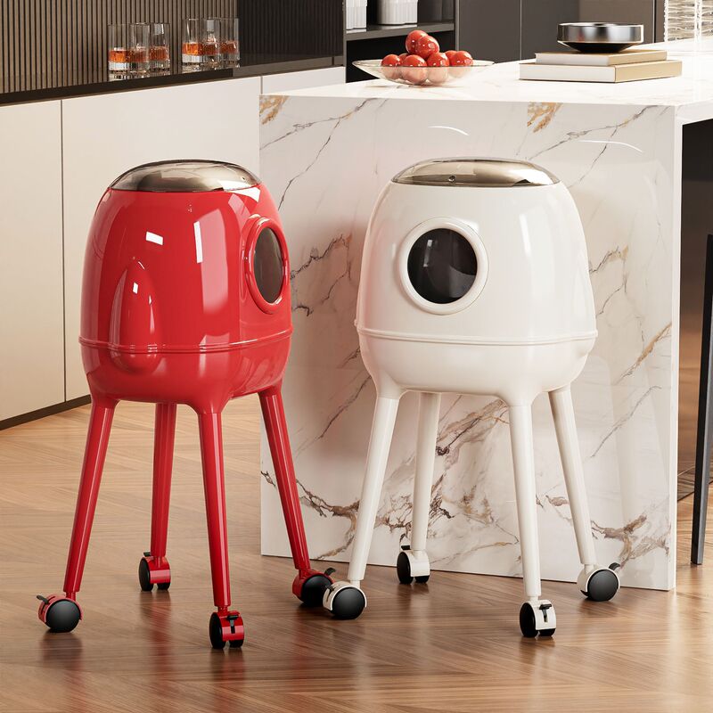 Household Creative Rocket Paper Bucket Upgraded to Increase Capacity Garbage Basket High-Looking Toilet Bedroom Trash Can with Pulleys