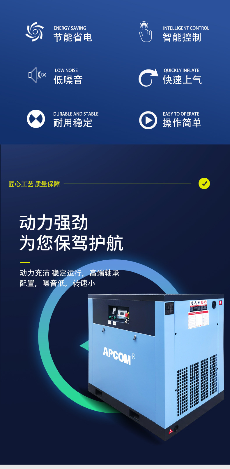 Screw-Type Permanent Magnet Variable Frequency Air Compressor 7.5Kw Industrial Grade Small 3-Cubic-Meter Air Pump 35-Kilowatt Air Compressor