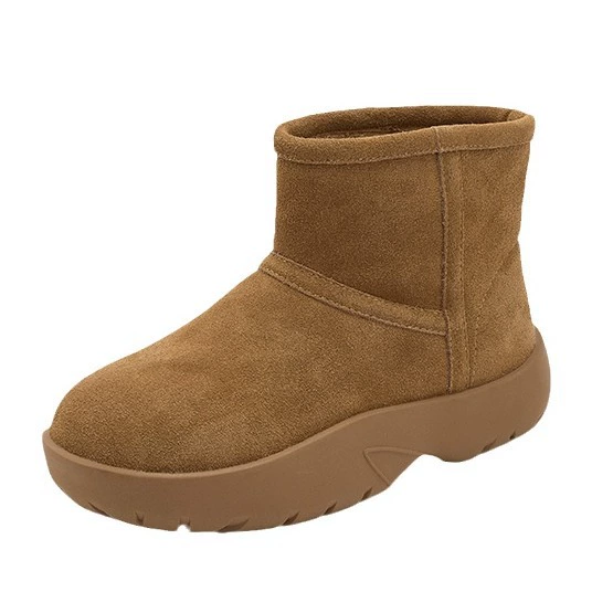 Low winter boots, genuine leather, platform sole, warm casual ankle boots