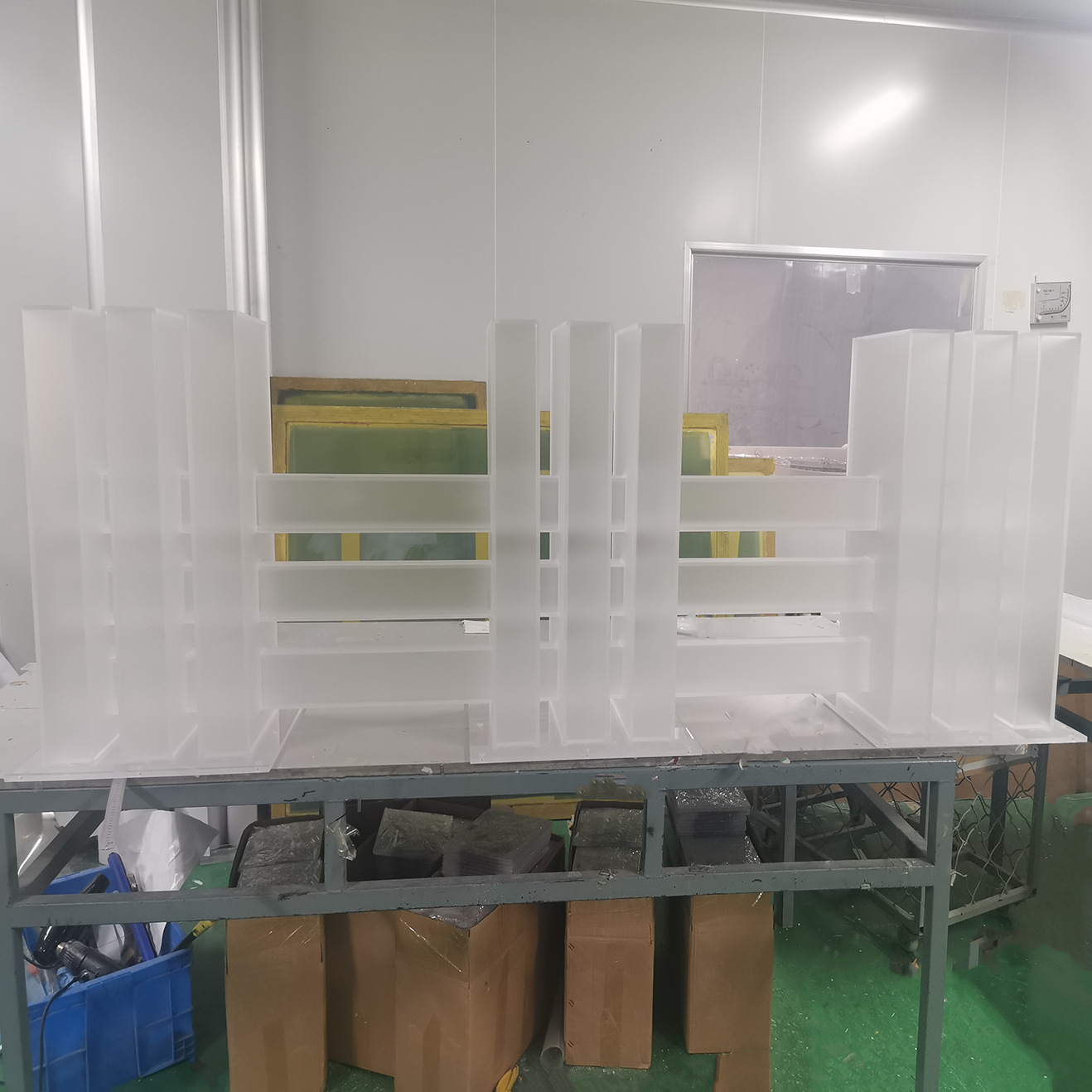 白色磨砂亚克力方形桌腿大型透明有机玻璃支撑柱十字形桌子腿