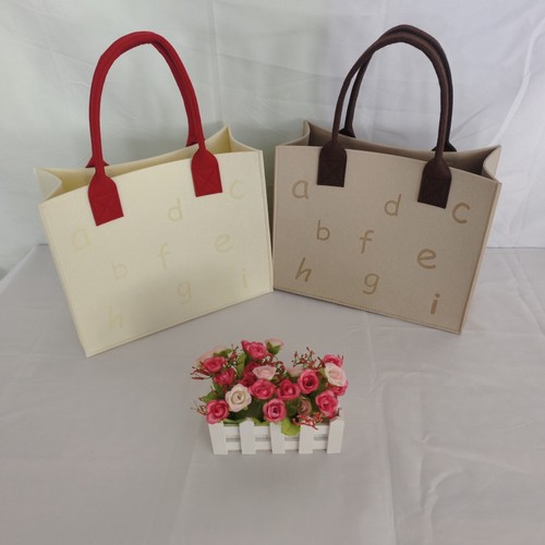 DIY Hand-held Felt Bag Letter Bag, Fashion Felt Bag with Large Capacity and Thick Color Felt Pouch, Can Add LOGO